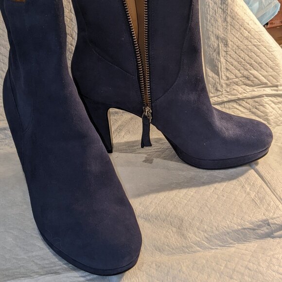 Nine West Dark Blue Suede Leather Ankle Boots – Size 6.5M - Picture 1 of 2